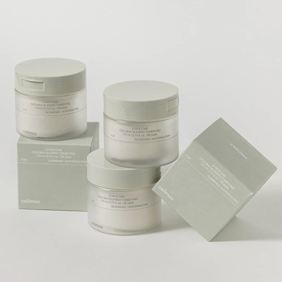 JIWOOGAE Cica BHA Blemish Toner Pad | Tónico Facial en Pads reducen sebo y acné