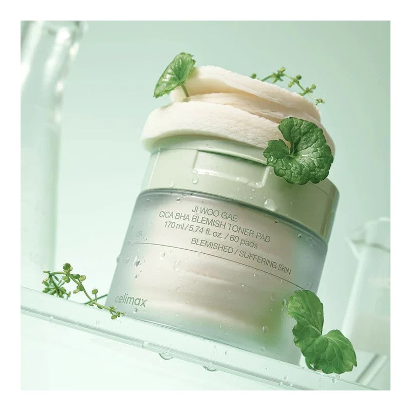 JIWOOGAE Cica BHA Blemish Toner Pad | Tónico Facial en Pads reducen sebo y acné